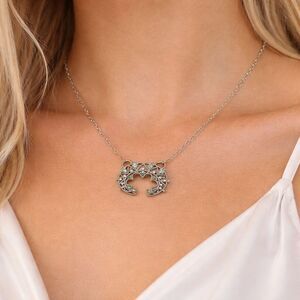 Sterling Silver 925 Initial C Necklace 18" Dainty Pave Crystal Alphabet Pendant